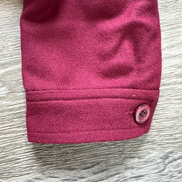 Vintage Requirements 100% Wool Full Zip-Up Pea Coat Dark Red Women's size 10 - Picture 7 of 11